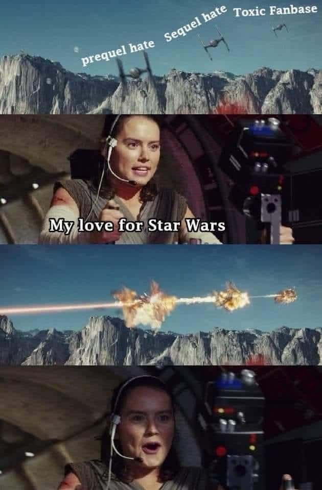 Rey triple kill meme blasting star wars fandom hate