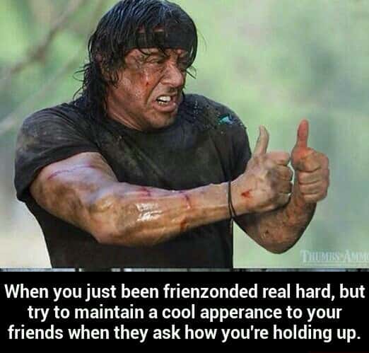 Rambo meme gives thumbs up after being friendzoned