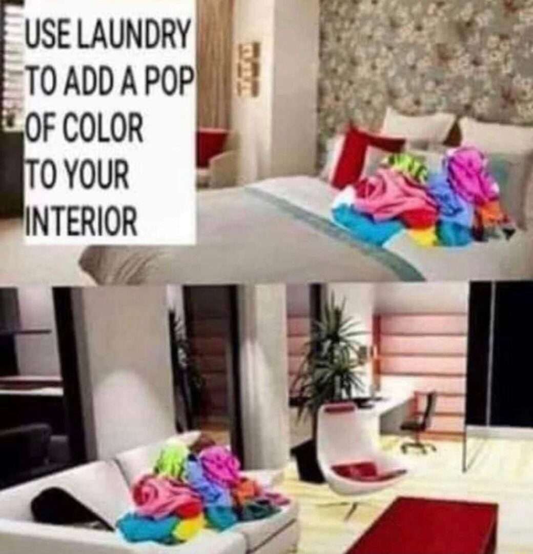Laundry interior decor meme adding pop of color to home