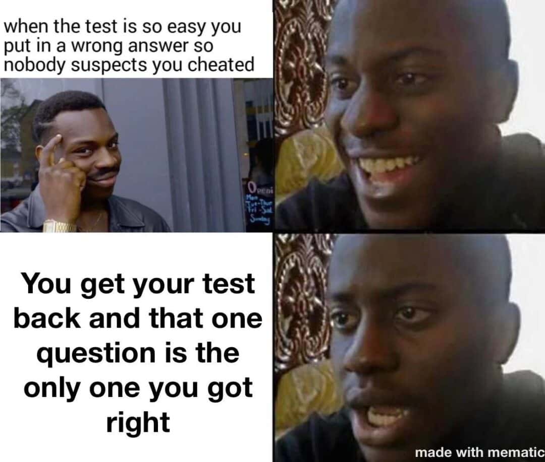 Test cheat meme gets wrong answer right
