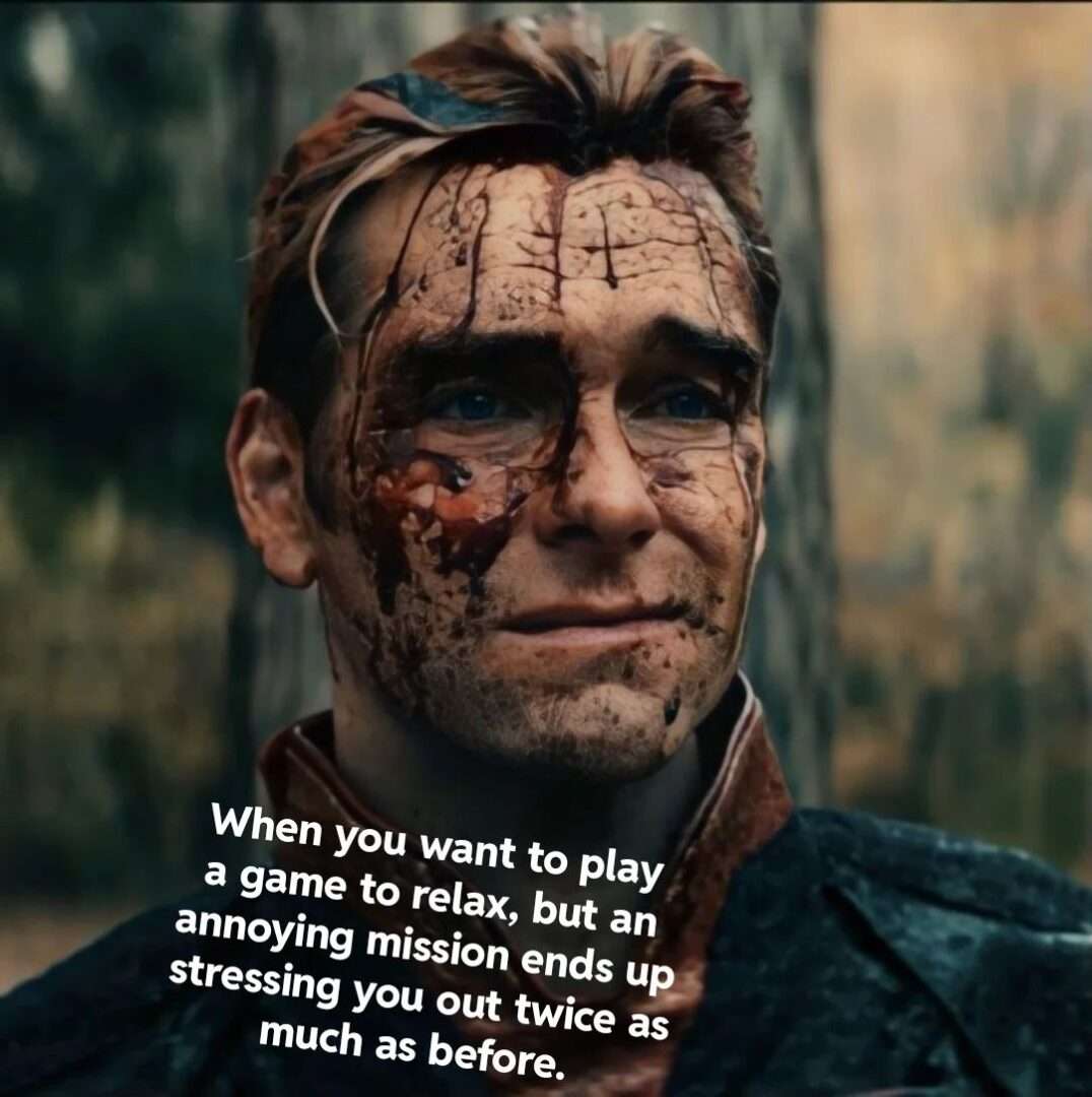 Homelander meme stressed by annoying game mission