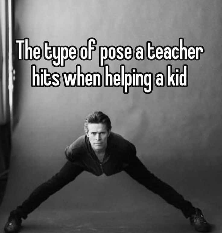 Willem dafoe bird of prey meme teacher assisting student pose
