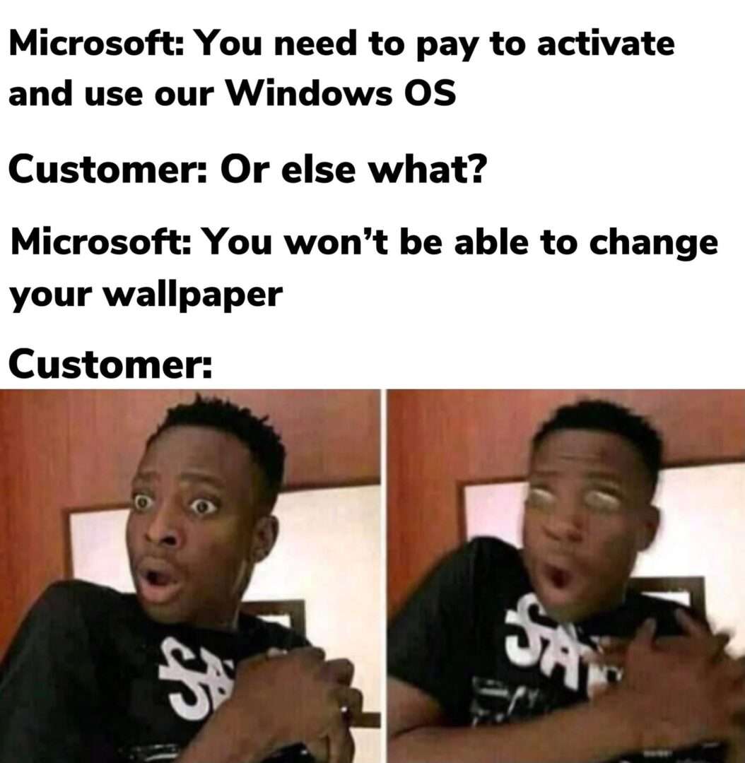 Confused math lady meme shocked at windows wallpaper ban