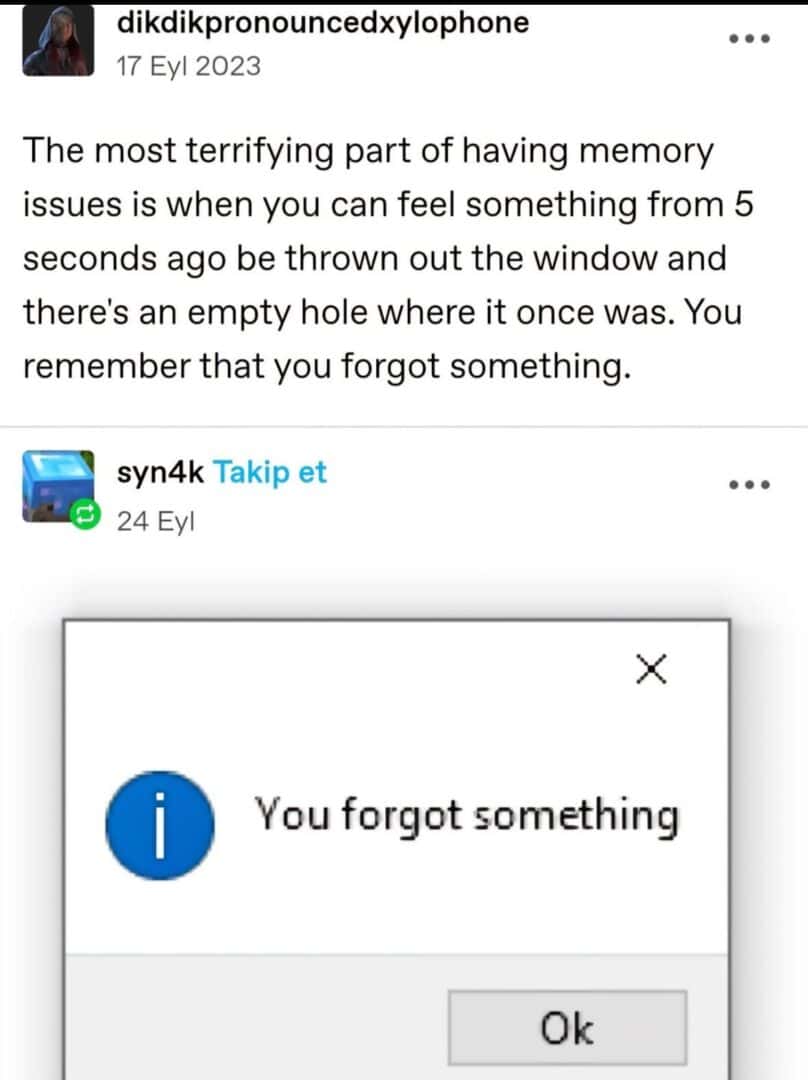 Memory issues meme reminds you you forgot something