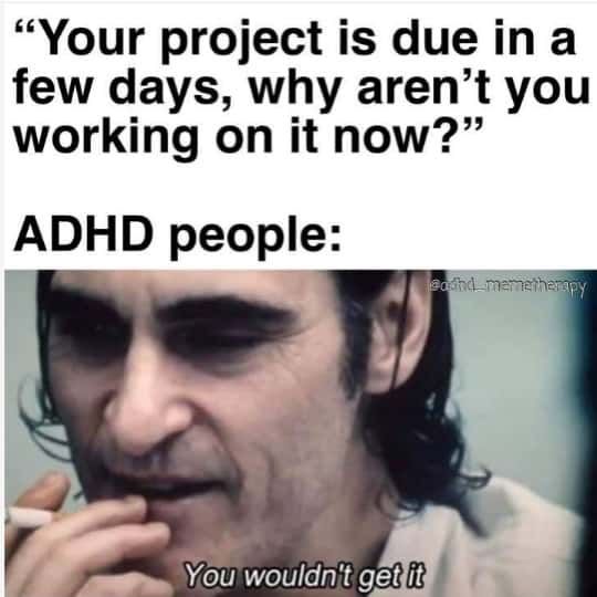 You wouldn't get it meme adhd people ignoring project deadline