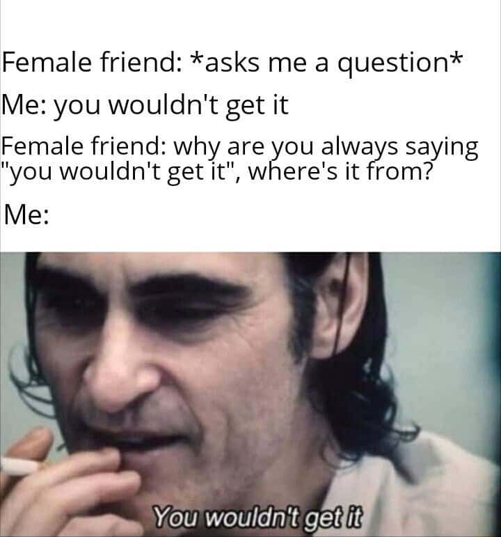 You wouldn't get it meme asked by female friend