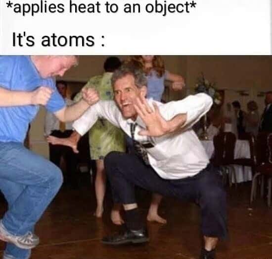 The jig meme atoms dance under heat