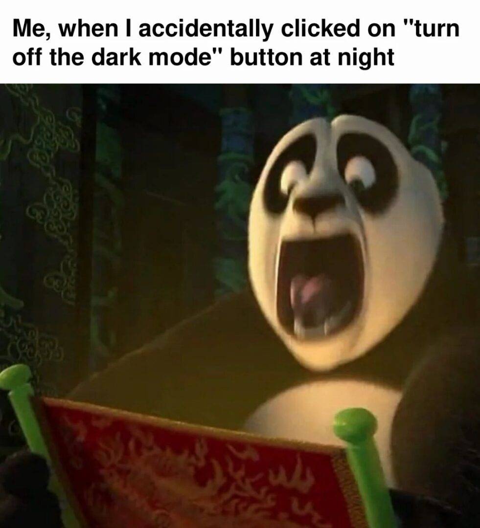 Nighttime screen brightness meme with Kung Fu Panda