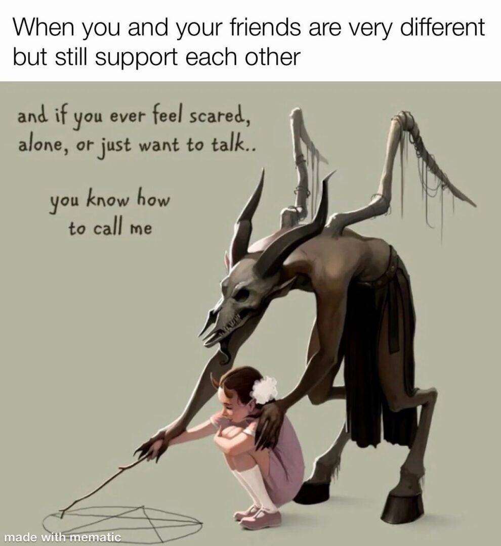 Different friends support each other meme