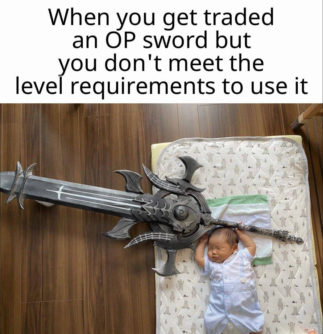 Funny OP Sword Level Requirement Baby Meme