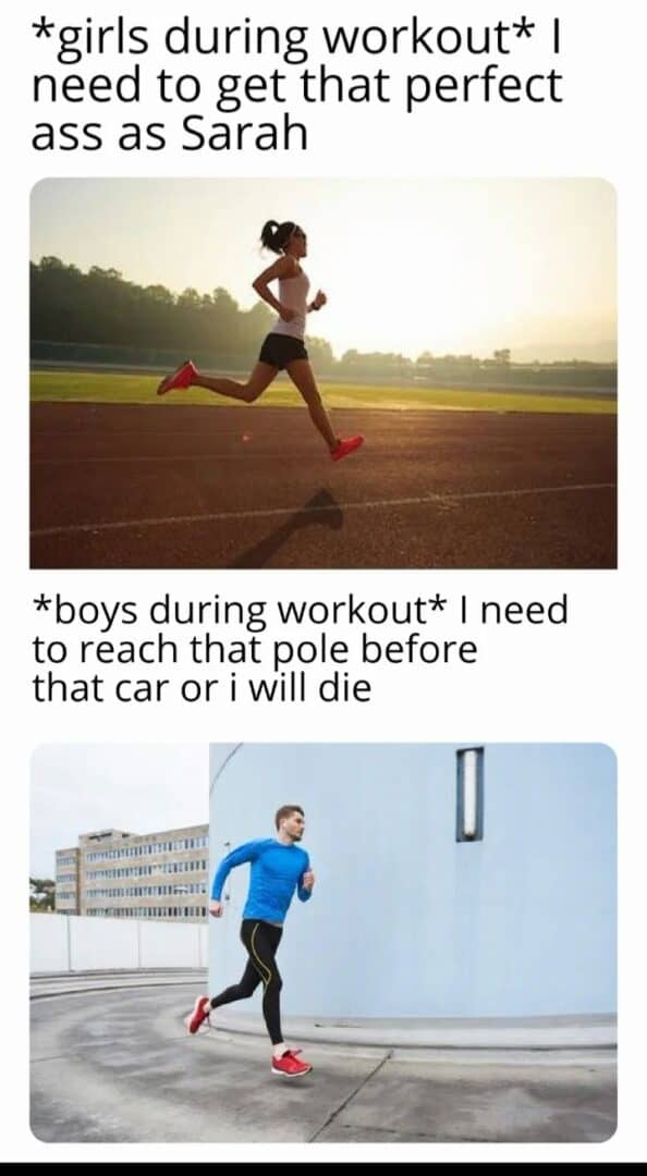 Girls vs Boys Workout Motivation Funny Running Meme