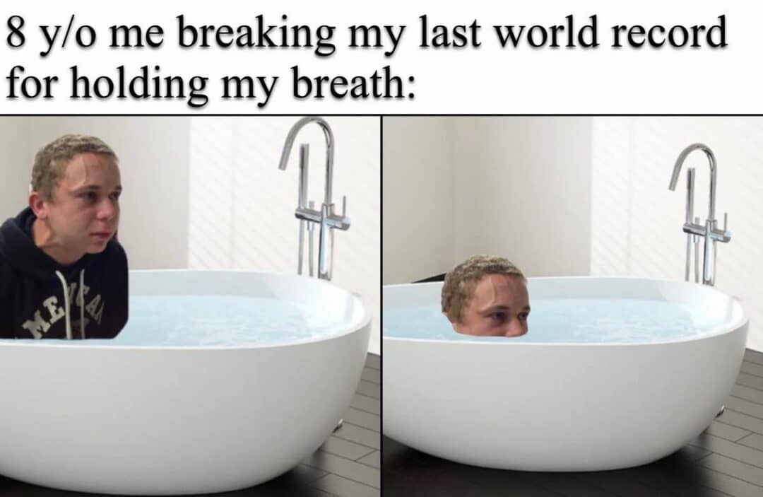 Funny childhood breath holding world record meme