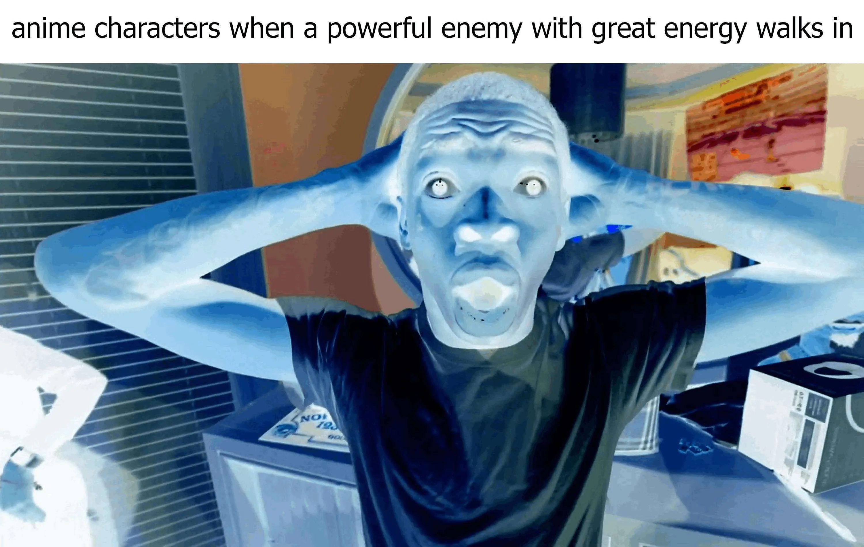 anime characters when a powerful enemy with great energy walks in