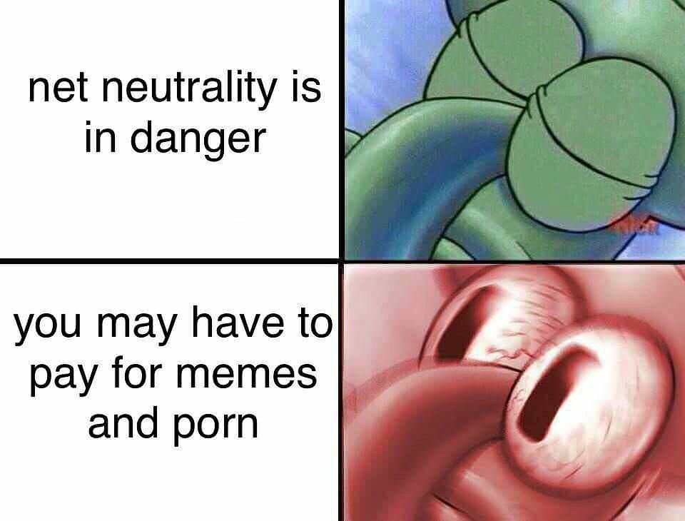 Sleeping Squidward Meme: net neutrality is in danger