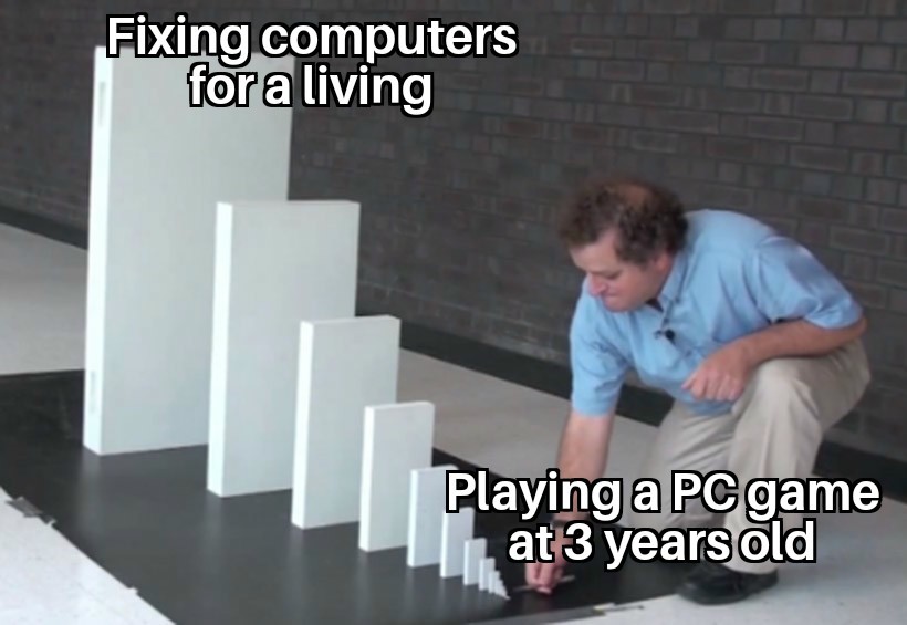 Domino Effect Meme: Fixing computers for a living