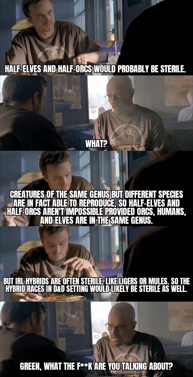 Jesse WTF Are You Talking About: Jesse's Half-Elf Half-Orc Sterility Meme (Breaking Bad)