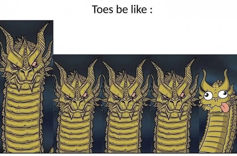 Three-Headed Dragon Meme: Toes be like Three-Headed Dragon Meme: Toes be like