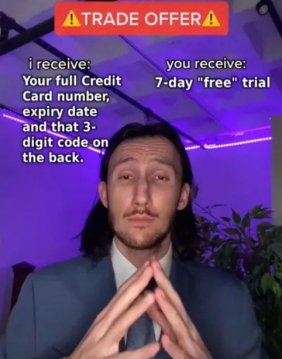 Trade Offer Meme - Credit Card For 7-Day Free Trial Math Class Trade Offer Meme - Credit Card For 7-Day Free Trial Math Class