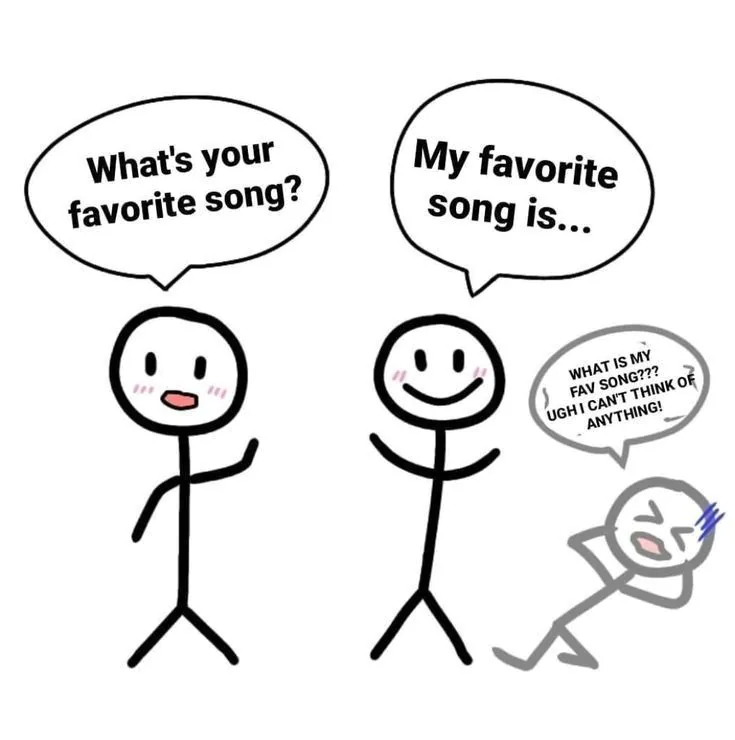 What's your favorite song? / My favorite song is... WHAT IS MY FAV SONG??? UGHI CAN'T THINK OF ANYTHING!