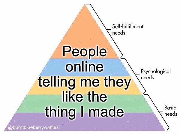 Hierarchy of Needs: People Online Telling Me They Like The Thing I Made