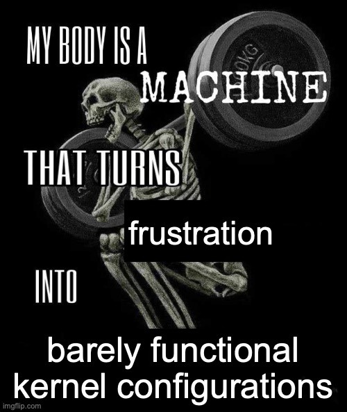 My Body Isa Machine That Turns Frustration Into Barely Functional Kernel Configurations