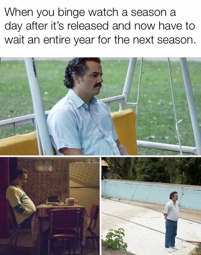 Pablo Escobar Waiting: Binge Watched Season Day After Release Wait Year Next Meme