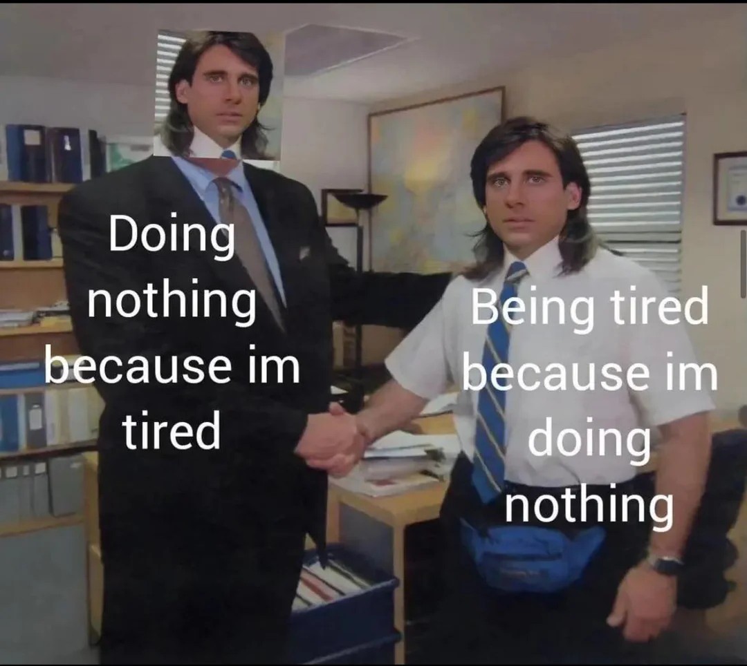 The Office Handshake Meme: Doing nothing because im tired