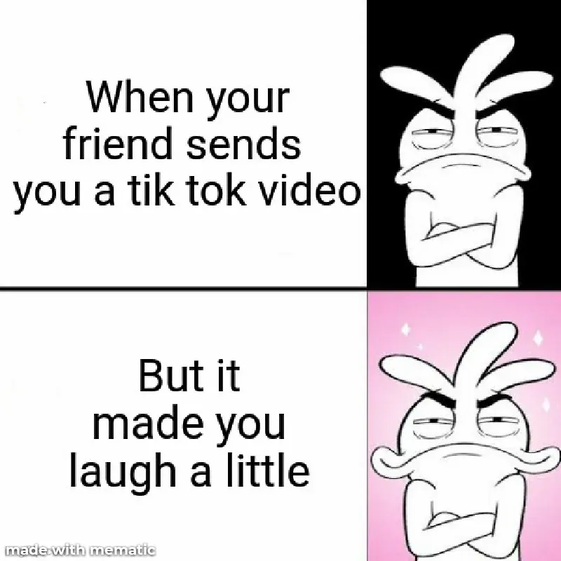 When your friend sends you a tik tok video / But it made you laugh a little