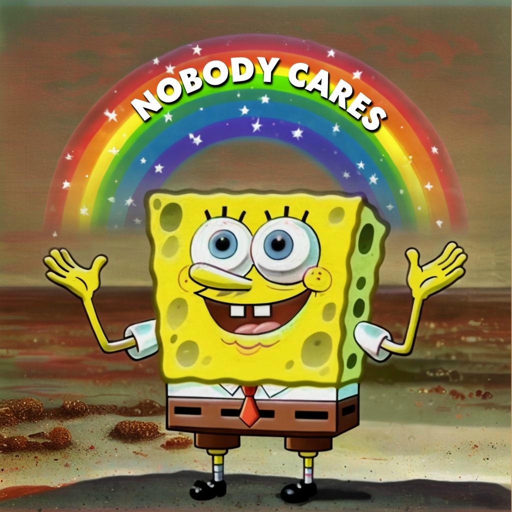 Imagination spongebob (rainbow) meme: Nobody gares Imagination spongebob (rainbow) meme: Nobody gares