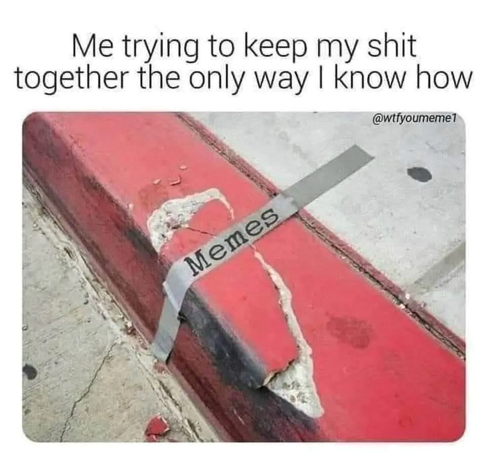 Me trying to keep my shit together the only way I know how / memes