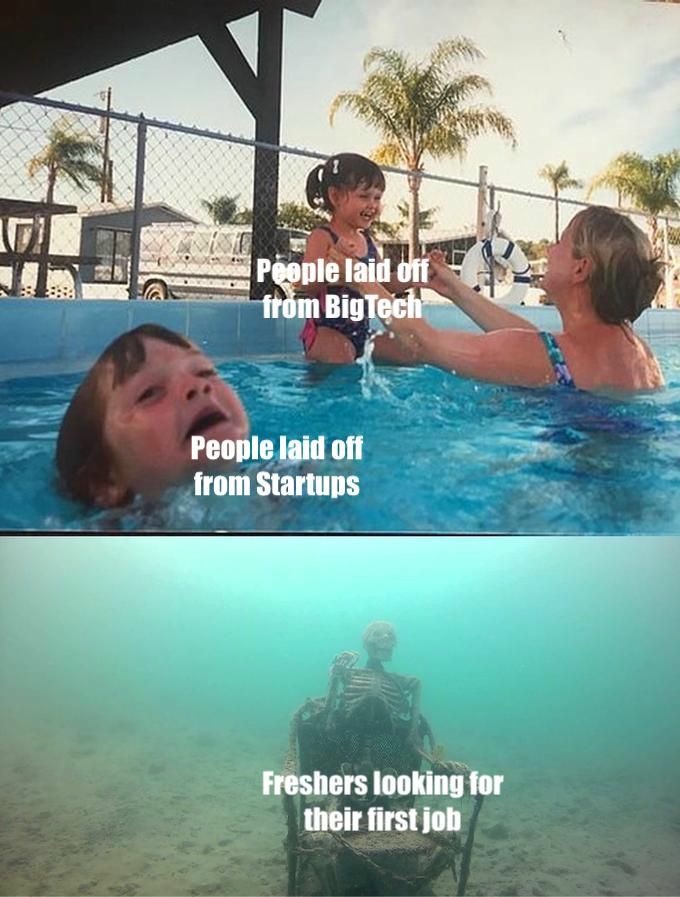 Funny Drowning Kid Meme: Freshers looking for their first job
