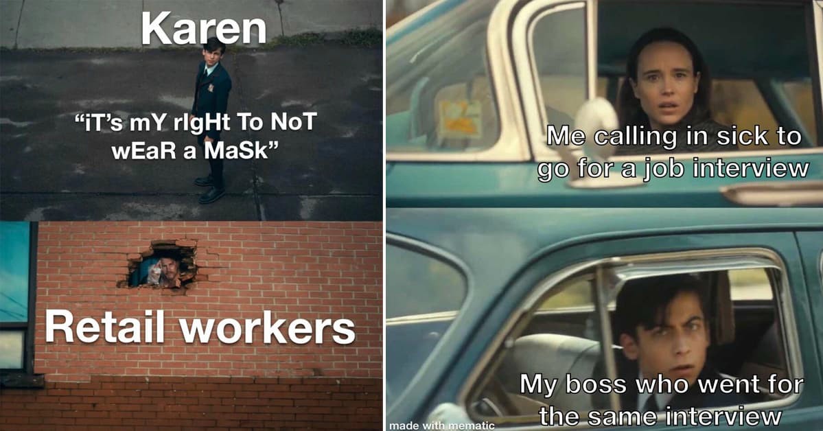 The Umbrella Academy Car Meme: Me calling in sick to go for a job interview