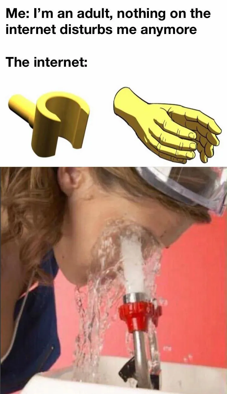 Me: I'm an adult, nothing on the internet disturbs me anymore / The internet