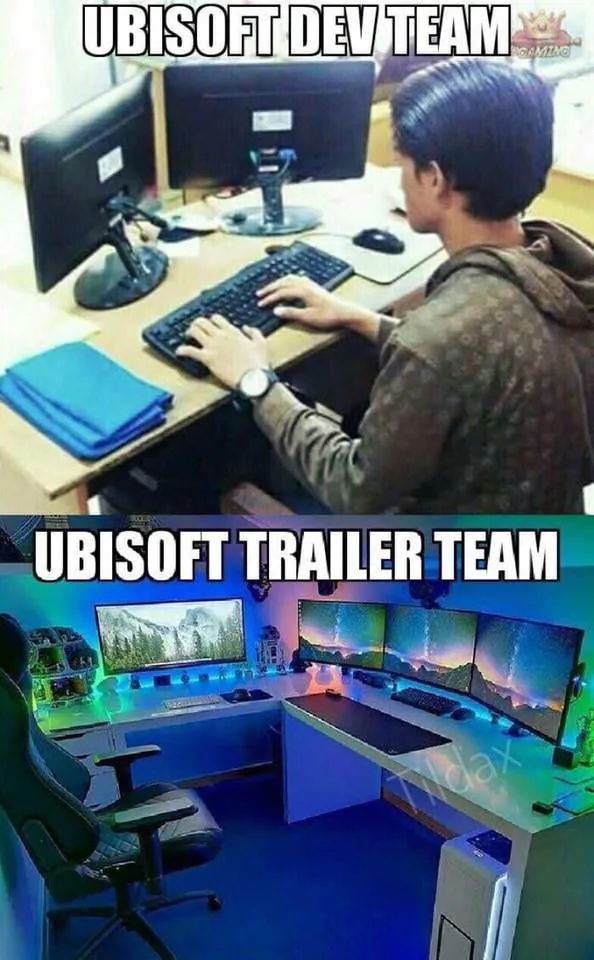 Ubisoft Dev vs Trailer Team Meme