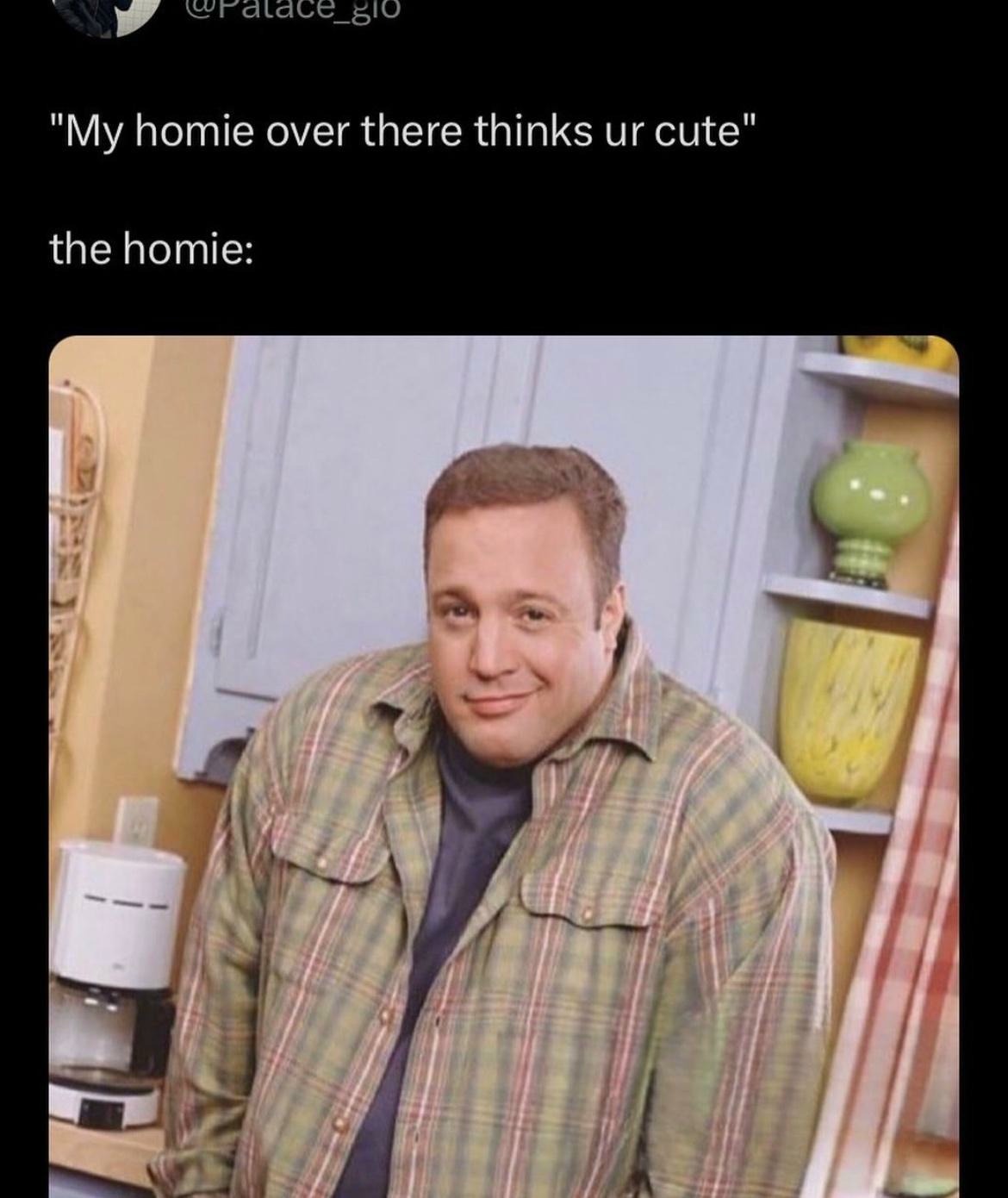 Kevin James Smirking: Kevin James Homie Thinks You're Cute Meme Funny Reaction