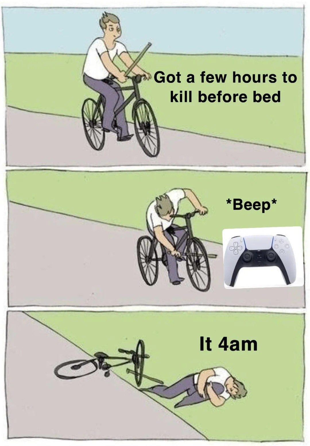 Bike Fall Meme: Got a few hours to kill before bed