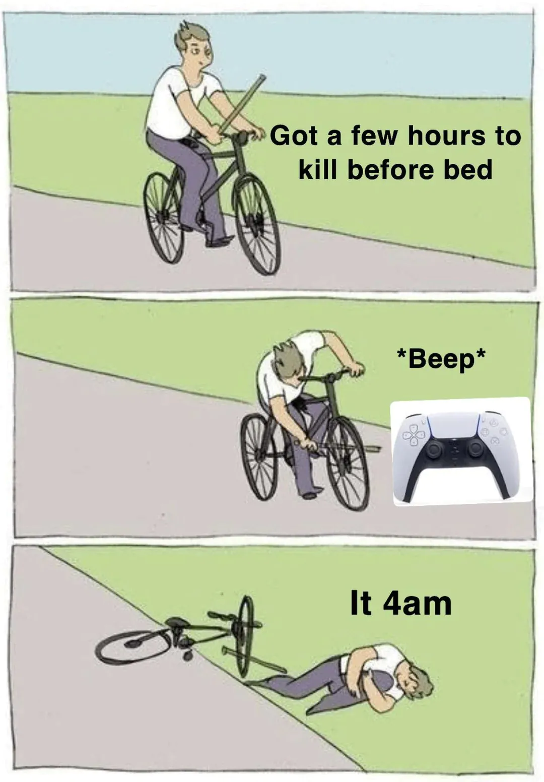 Bike Fall Meme: Got a few hours to kill before bed