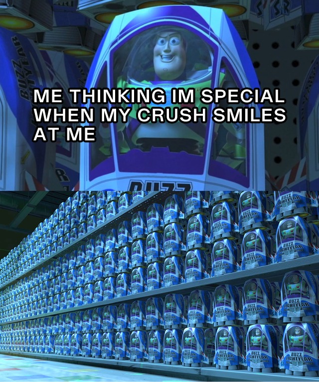 Buzz Lightyear Clone Meme: ME THINKING IM SPECIAL WHEN MY CRUSH SMILES AT ME