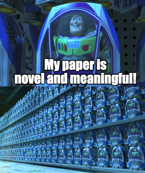 Buzz Lightyear Clone Meme: My paper is novel and meaningful!