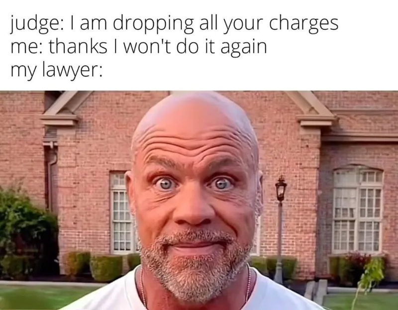 Bald Guy Staring Meme: I am dropping all your charges