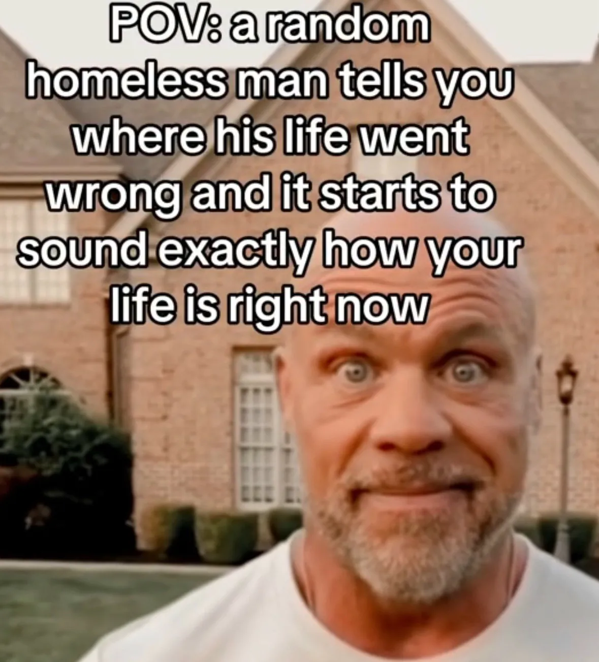 Bald Guy Staring Meme: arandom homeless man tells you where his life went wrong