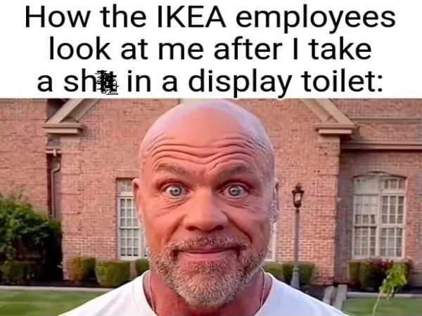 Bald Guy Staring Meme: How the IKEA employees look at me after I take a shit in a display toilet