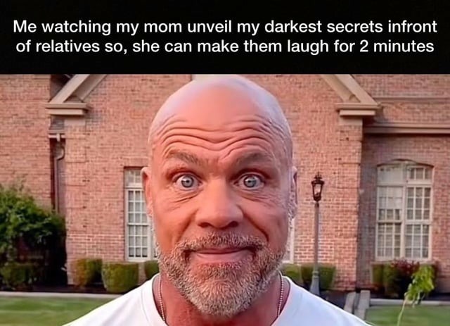 Bald Guy Staring Meme: Me watching my mom unveil my darkest secrets infront of relatives so