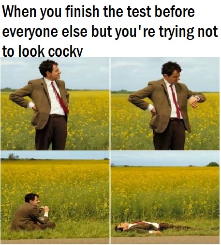 Mr. Bean Waiting: When You Finish Test Before Others Trying Not To Look Cocky Meme