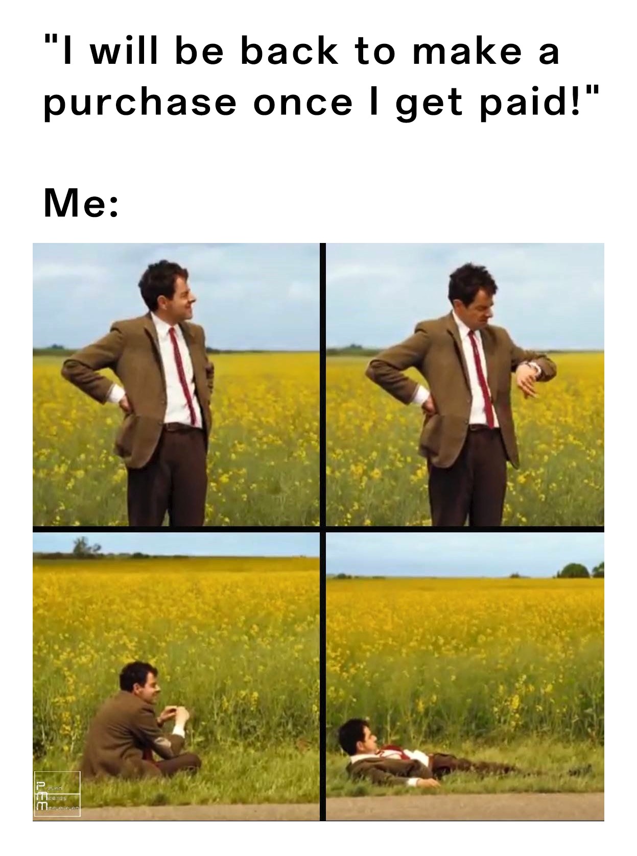 Mr. Bean Waiting: Me Waiting To Make Purchase After Getting Paid Meme