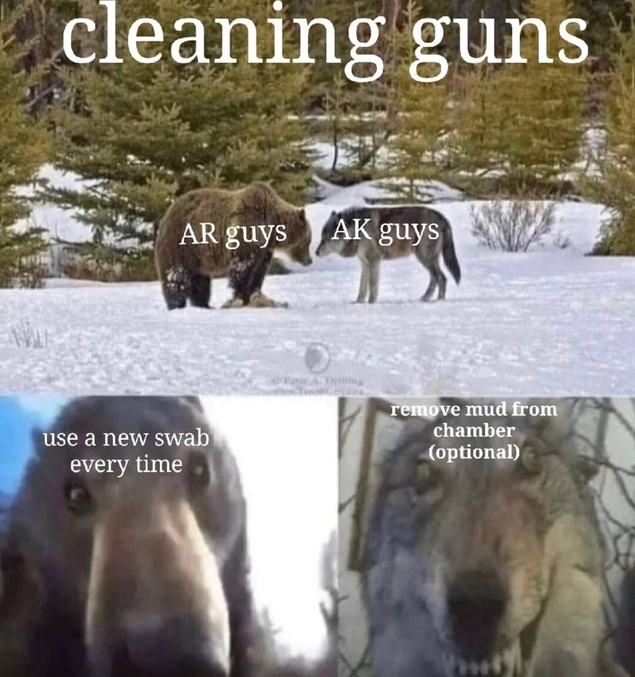 Bear vs Wolf: AR Guys vs AK Guys Gun Cleaning Meme