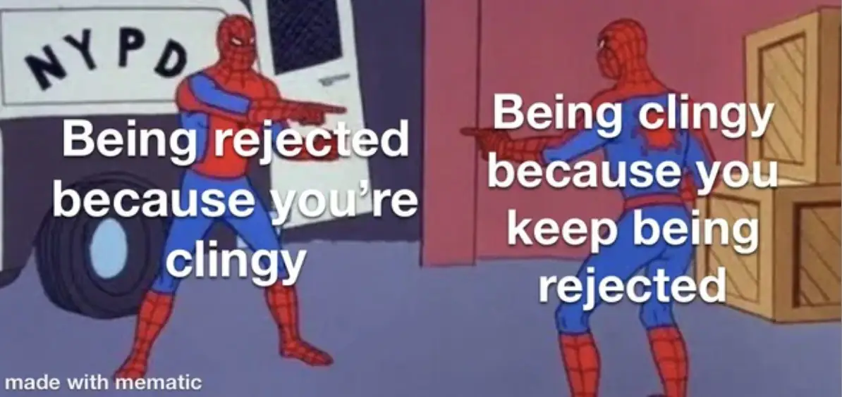 Spider-Man Clingy Rejection Cycle Meme