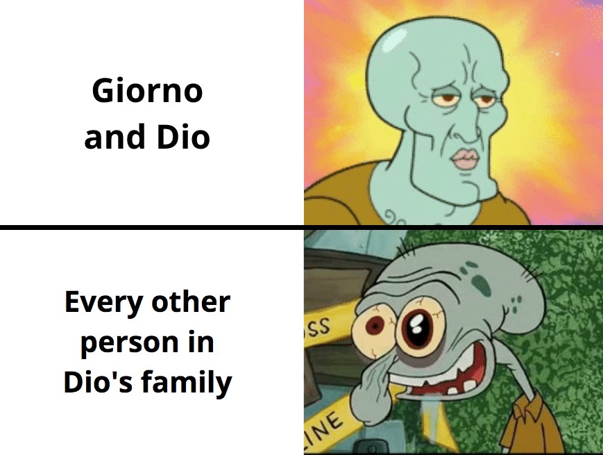 Handsome Squidward: Giorno and Dio vs Other Dio's Family Members Meme