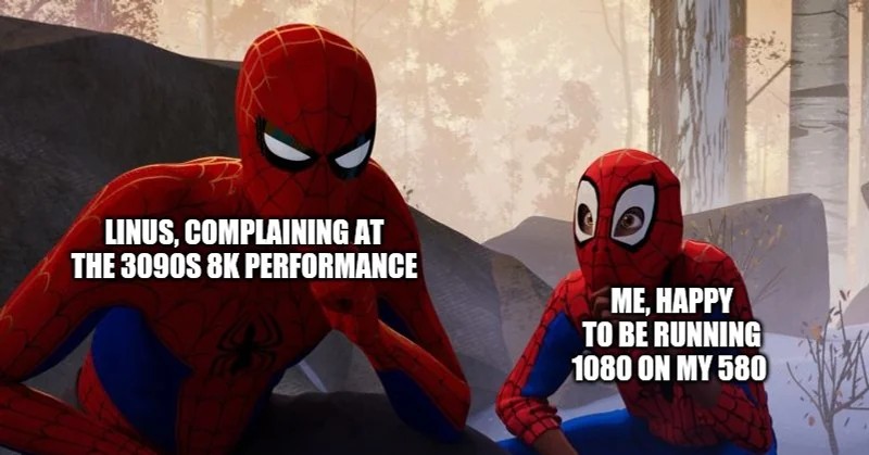 Learning From Spiderman Meme About Linus Complaining 3090 8k Performance