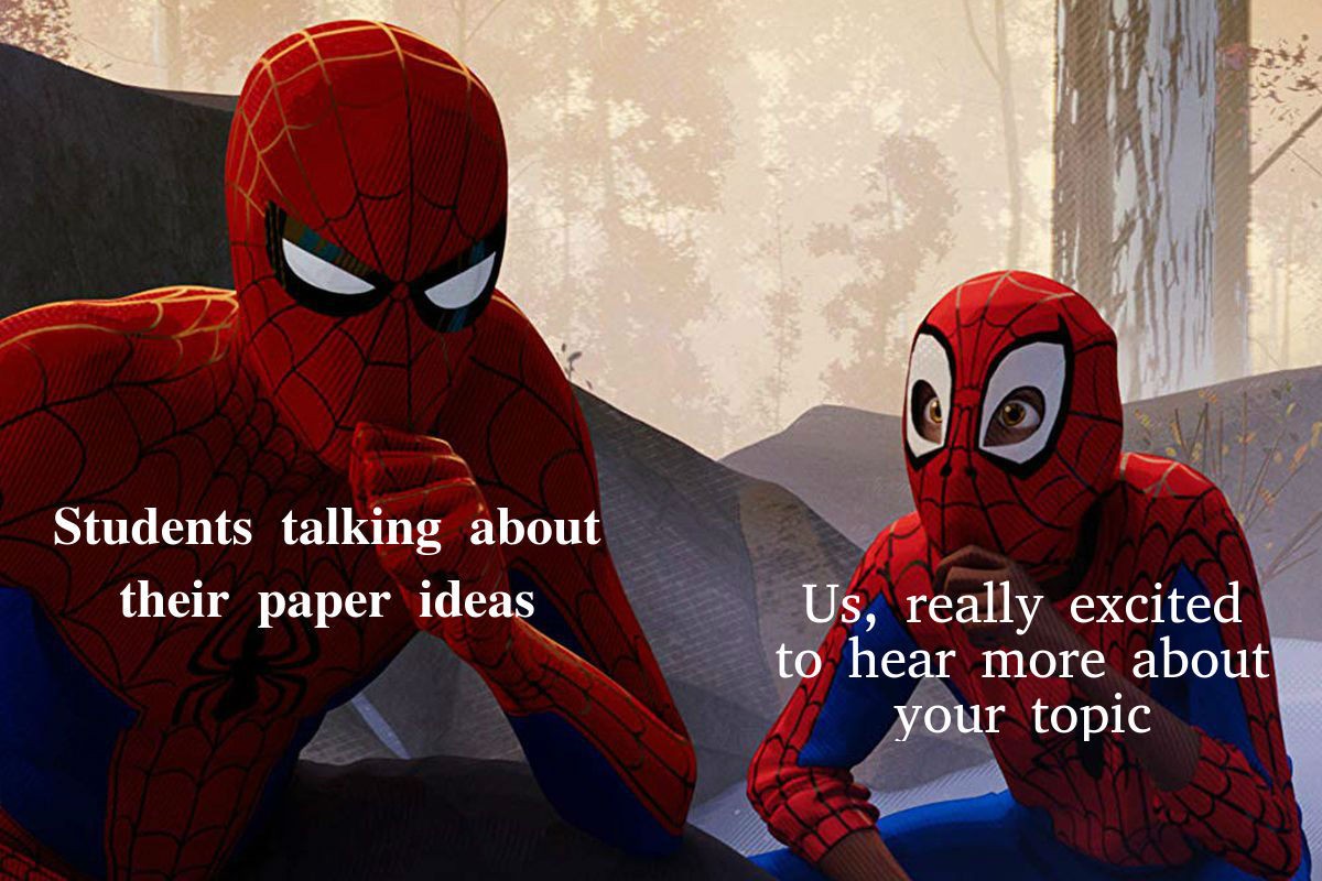 Learning From Spiderman Meme About Students Sharing Paper Ideas